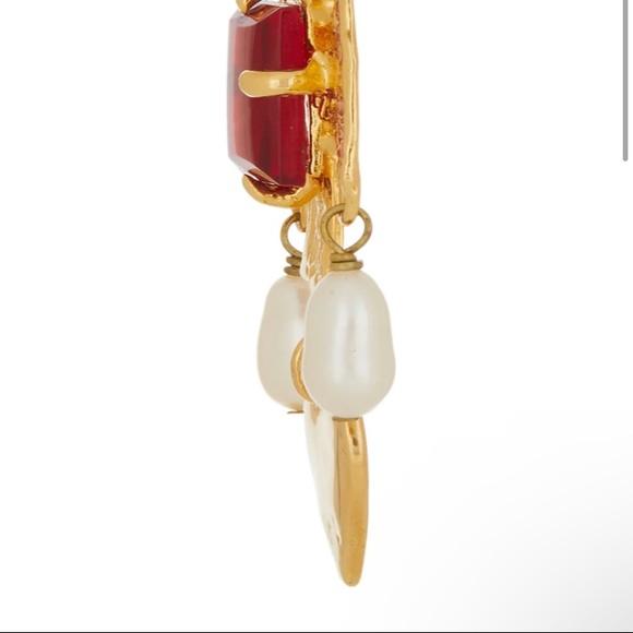 18k Plated | Cross | Heart Motif | Colored Glass Stones Cultured Pearl Drops NIB - Picture 4 of 15